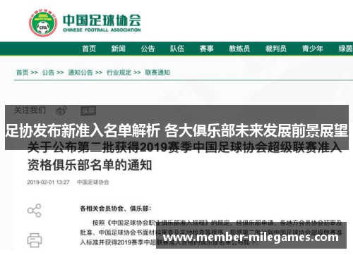 足协发布新准入名单解析 各大俱乐部未来发展前景展望 足协发布新准入名单解析 各大俱乐部未来发展前景展望