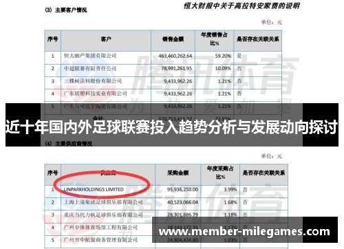 近十年国内外足球联赛投入趋势分析与发展动向探讨